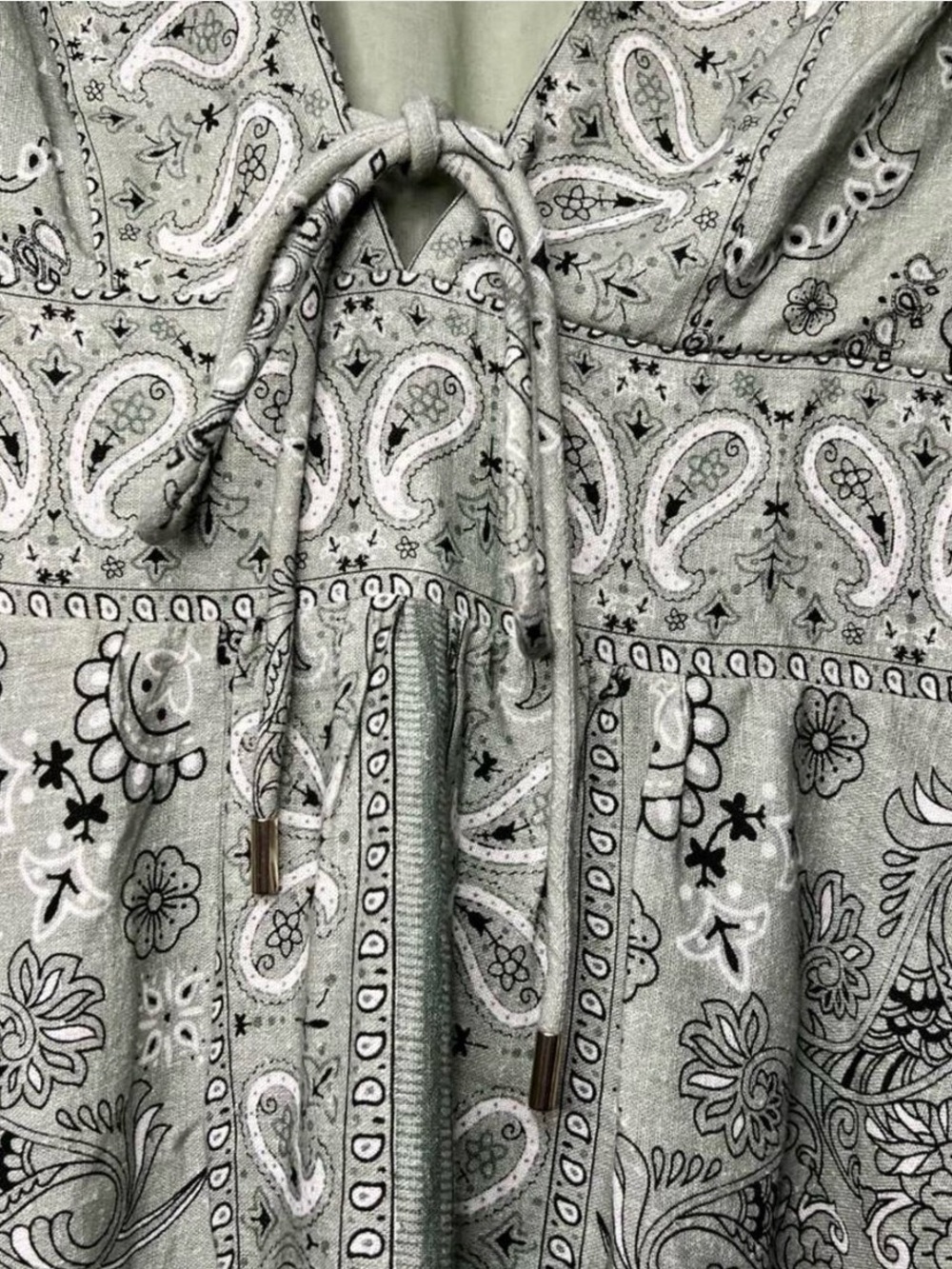 Christian Lacroix Olive Paisley Maxi Dress with V-Neck and Tie - Picture 5 of 8